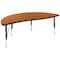 Flash Furniture 60" Circle Wave Oak Table Set-14" Stack Chairs XU-GRP-14CH-A60-HCIRC-OAK-T-P-GG - alternate 3